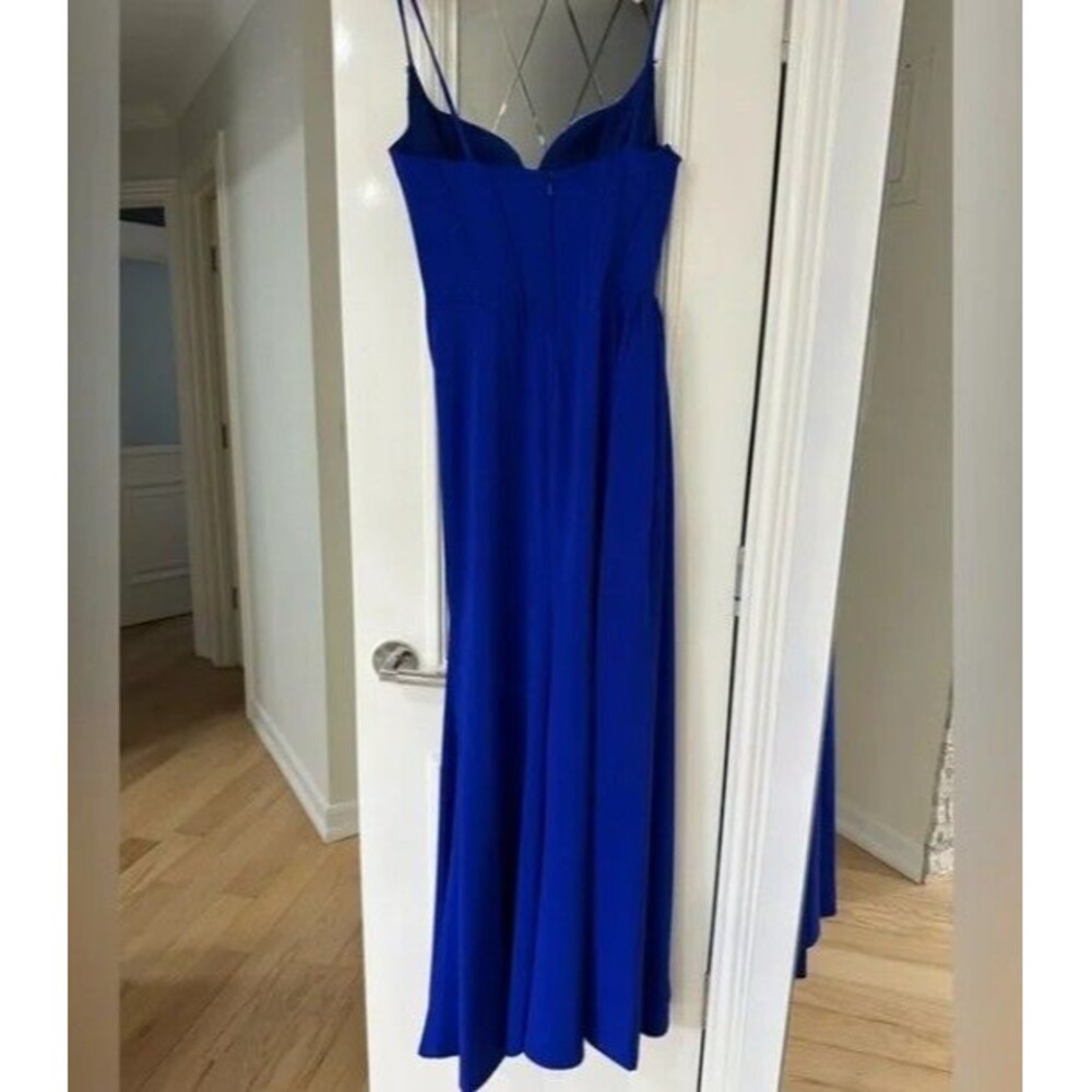 Portia & Scarlett Cobalt Corset Beaded Gown High Slit Formal Prom Dress Size 8 - Picture 4 of 5
